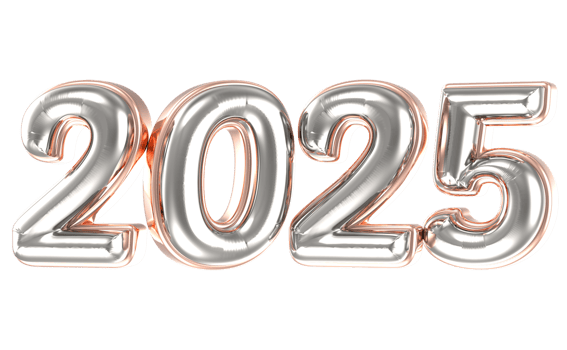 Happy New Year Number 2025 3D Render png