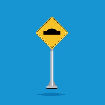 road sign icon, speed bumps in road on yellow rhombus board. suitable for poster use and web icon vector