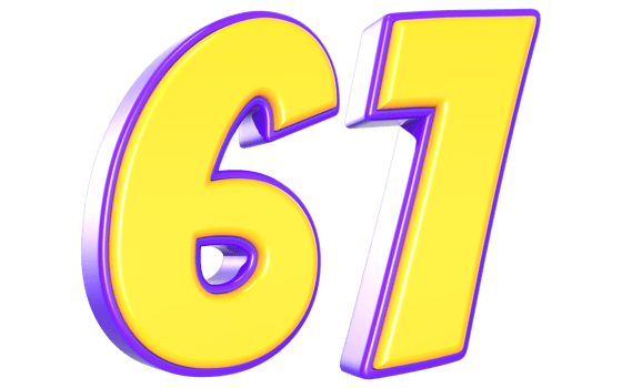 61 Number 3D Yellow And Purple png