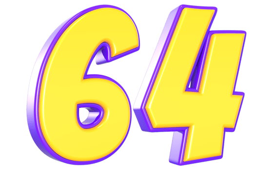 64 Number 3D Yellow And Purple png
