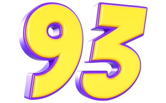 93 Number 3D Yellow And Purple png