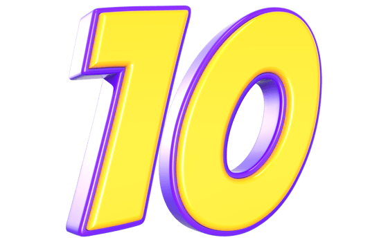 10 Number 3D Yellow And Purple png