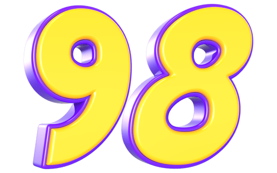 98 Number 3D Yellow And Purple png