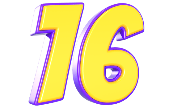 16 Number 3D Yellow And Purple png