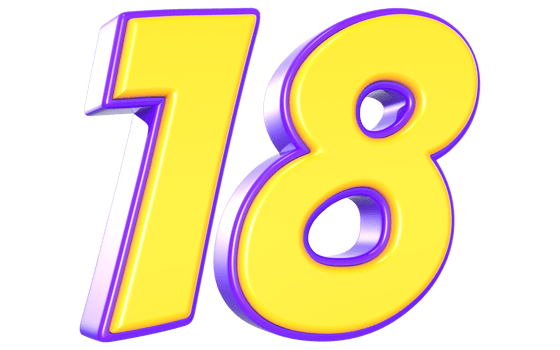 18 Number 3D Yellow And Purple png