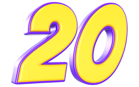 20 Number 3D Yellow And Purple png