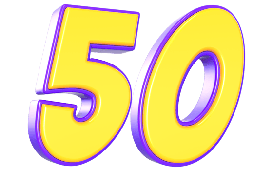 50 Number 3D Yellow And Purple png