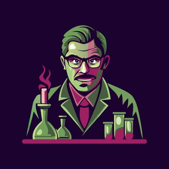 Flat style icon of a chemist vector