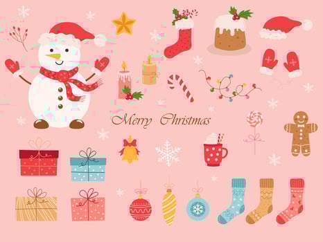 Christmas, New Year holidays icon big set. Flat style collection. vector