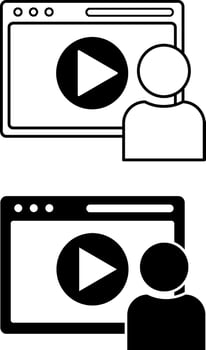 Web Icons. Black and White Icons. User, Website, and Play Button. Social Networks Concept vector