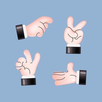 3D cartoon hand gesture set. illustration vector