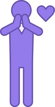 Colored Grateful Icon. Man Clasped His Hands In Prayer. Emotions, Mental Health. Mood Concept vector