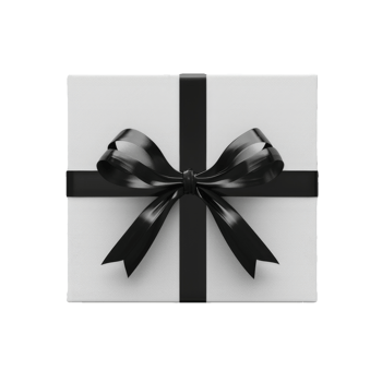 Gift Box Wrapped with Black Ribbon Illustration On Isolated Background png