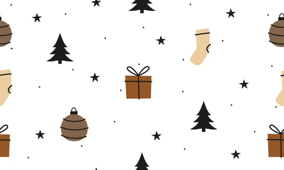 Christmas theme wrapping paper seamless pattern illustration vector