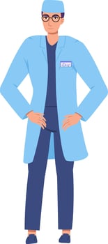 Medical college male students. Education concept. illustration in flat cartoon style. vector