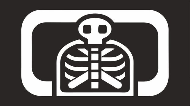 Xray Image A monochrome Xray image icon symbolizing diagnostic imaging and the visual analysis of internal structures.. vector