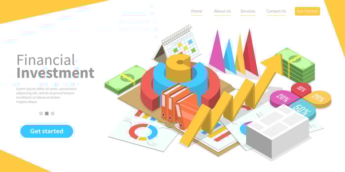 3D Isometric Flat Conceptual Illustration of Financial Investment Solutions. vector