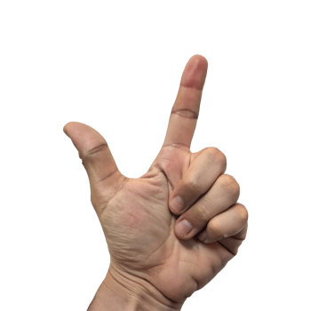 A hand with a finger up in the air png