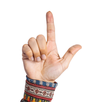 A person is holding up a finger with their hand png