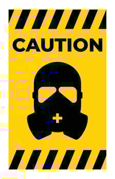 Caution Sign with Gas Mask Illustration vector