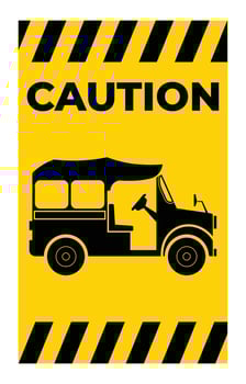 Caution Sign with Vehicle Illustration vector
