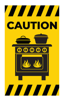 Caution Kitchen Safety Sign with Cooking Stove vector