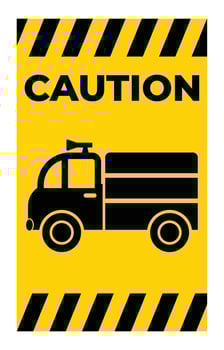 Caution Sign with Truck Illustration for Safety Awareness vector