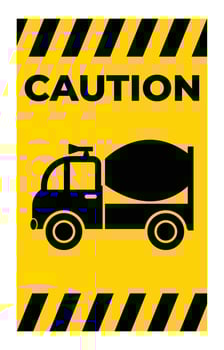 Caution Sign Featuring a Cement Truck Icon vector