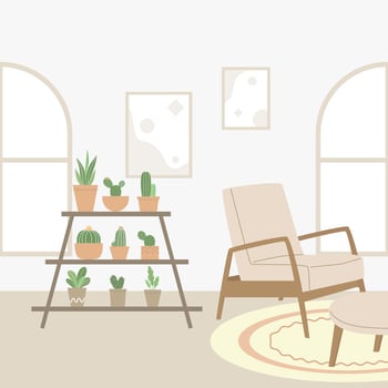 Cozy living room with plant vector