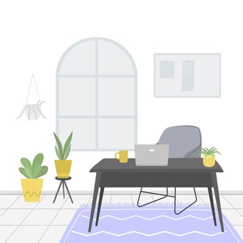 cozy workspace at home vector