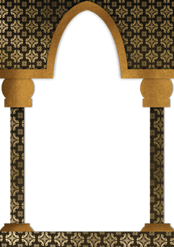 An arched doorway with gold and black pattern png