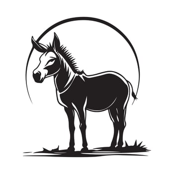 Black and White Animal donkey modern logo stock image isolated on white background. vector