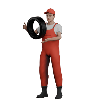 Automotive Mechanic Professional in 3D. A male mechanic is standing while observing a car band that he is carrying. Male png