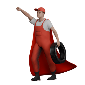 3D Male Automotive Character. A male mechanic is standing while carrying a band and the expression of his hands and body is like a superman wanting to fly. Mechanic Professional png