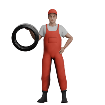 Male Mechanic 3D Cartoon. A male mechanic is standing while lifting a band. Professional Automotive png