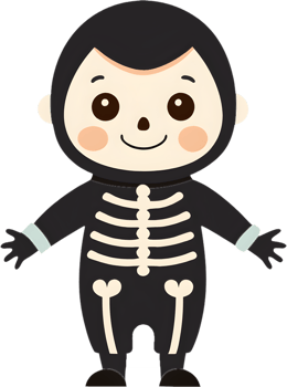 Spooky cute Halloween girl with funny cartoon expressions. . png