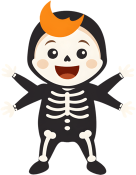 Spooky cartoon girl in funny Halloween costume clipart. . png