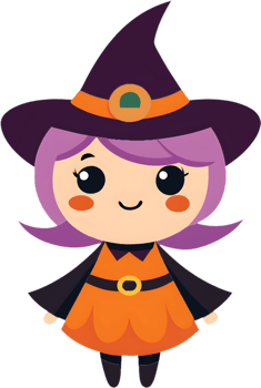 Cartoon witch girl showing playful and funny expressions. . png