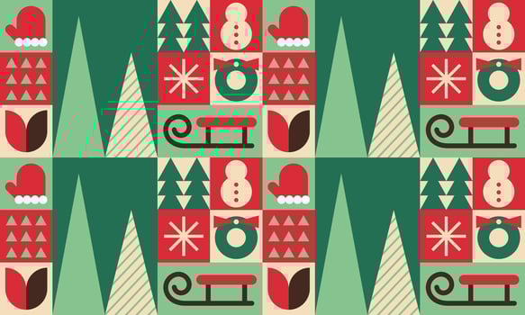 Retro winter geometric ornament Seamless pattern vector