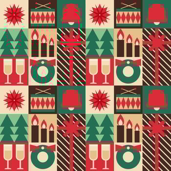 Retro Christmas Decoration minimalist geometric seamless pattern vector