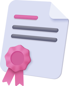 A pink ribbon and a paper document png