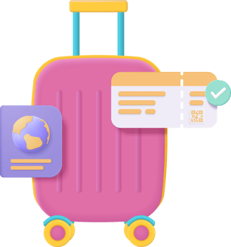 A suitcase with a passport and a passport holder png