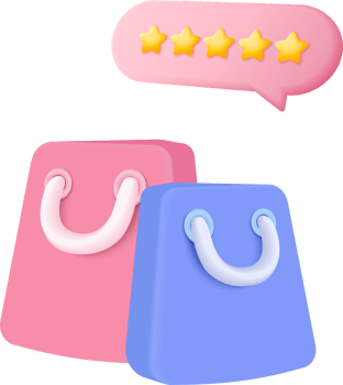 Two shopping bags with five stars on them png