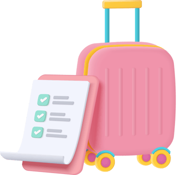 A pink suitcase with a checklist and a pink paper png