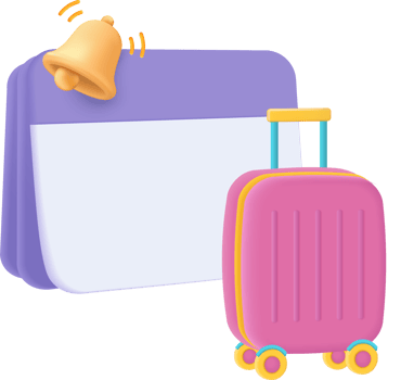 A pink suitcase and a purple notebook png