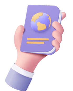 A hand holding a book with a globe on it png