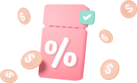 Pink coupon with dollar sign png
