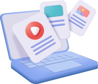 A laptop with a player and a card png