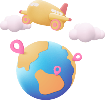 A plane flying over the earth with a map png