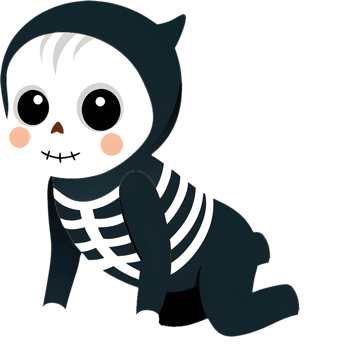 Skeleton Halloween costume baby clipart for decorations. . png